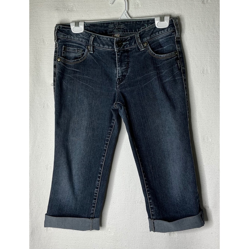 Silver Jeans Co Aiko Capri Dark Wash Cuffed Denim Jeans Size 30 L4545ADK411 - Picture 2 of 8